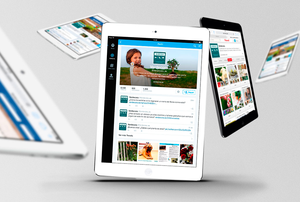 Presencia de Verdecora en Pinterest y redes sociales